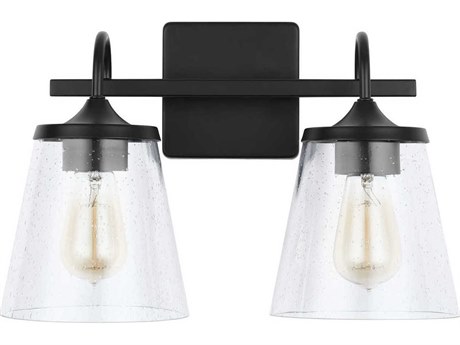 Capital Lighting 2-Light Matte Black Glass Vanity Light