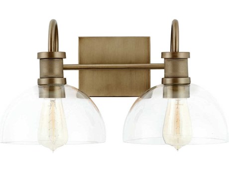 Capital Lighting 2-Light Aged Brass Glass Vanity Light