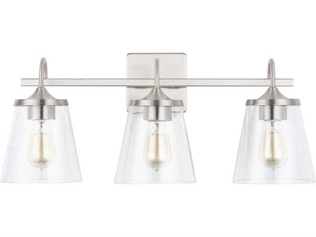 Capital Lighting 3-Light Brushed Nickel Glass Vanity Light