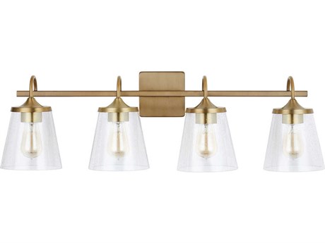Capital Lighting 4-Light Aged Brass Glass Vanity Light