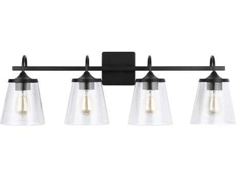 Capital Lighting 4-Light Matte Black Glass Vanity Light