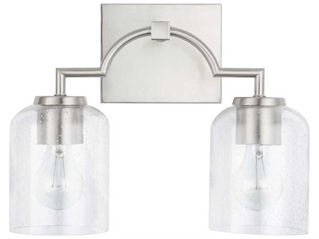 Capital Lighting Carter 2-Light Brushed Nickel Glass Vanity Light