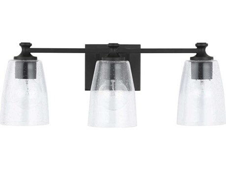 Capital Lighting Myles 3-Light Matte Black Glass Vanity Light