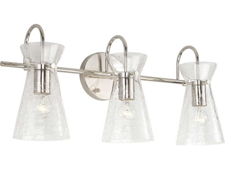 Capital Lighting Mila 3-Light Polished Nickel Glass Vanity Light