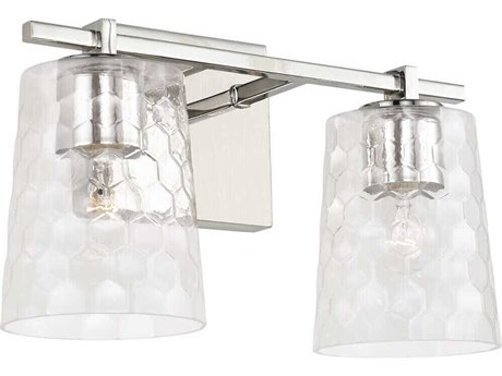 Capital Lighting Burke 2-Light Polished Nickel Glass Vanity Light