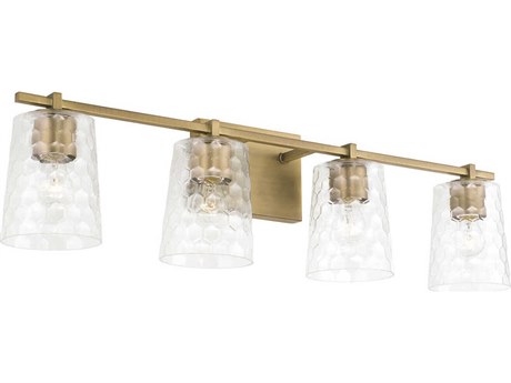 Capital Lighting Burke 4-Light Aged Brass Glass Vanity Light