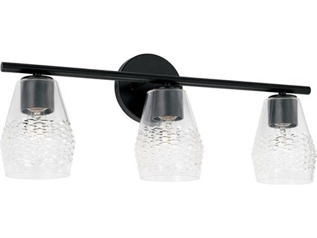 Capital Lighting Dena 3-Light Matte Black Glass Vanity Light