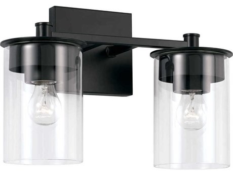 Capital Lighting Mason 2-Light Matte Black Glass Vanity Light
