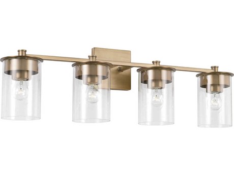 Capital Lighting Mason 4-Light Aged Brass Glass Vanity Light