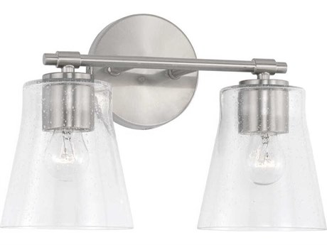 Capital Lighting Baker 2-Light Brushed Nickel Glass Vanity Light