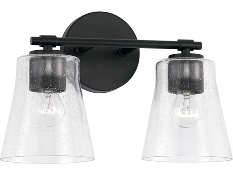 Capital Lighting Baker 2-Light Matte Black Glass Vanity Light