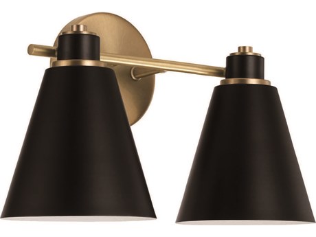 Capital Lighting Bradley 2-Light Aged Brass Black Vanity Light