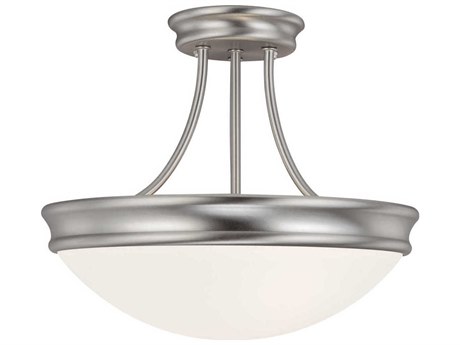 Capital Lighting 3-Light Matte Nickel Glass Bowl Semi Flush Mount