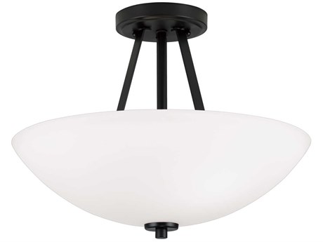 Capital Lighting Stewart 2-Light Matte Black Glass Bowl Semi Flush Mount