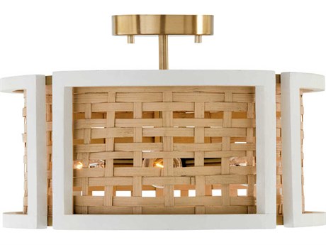 Capital Lighting Lola 4-Light Flat White And Matte Brass Drum Pendant