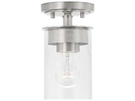 Capital Lighting Mason 1-Light Brushed Nickel Glass Cylinder Mini Pendant