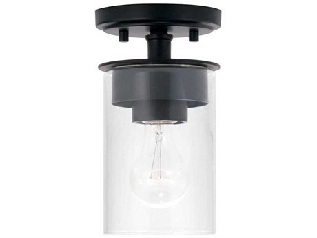 Capital Lighting Mason 1-Light Matte Black Glass Cylinder Mini Pendant