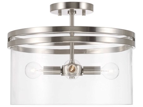 Capital Lighting Fuller 4-Light Brushed Nickel Glass Drum Semi Flush Mount