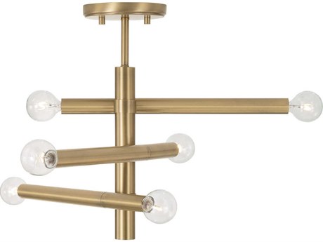 Capital Lighting Zane 6-Light Aged Brass Tiered Semi Flush Mount