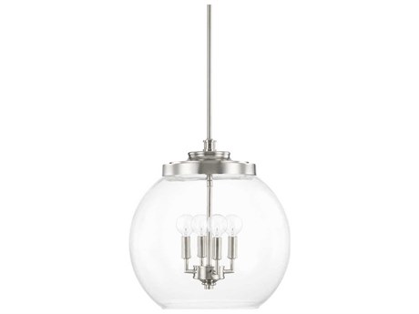 Capital Lighting Mid Century 4-Light Polished Nickel Glass Candelabra Globe Round Chandelier
