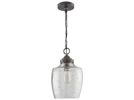 Capital Lighting Stoney 1-Light Dark Pewter Gray Glass Bell Mini Pendant