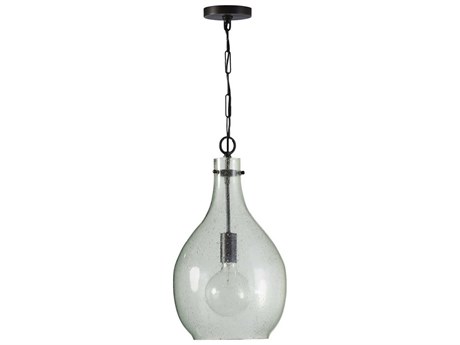 Capital Lighting 1-Light Dark Pewter Glass Mini Pendant