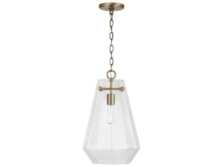 Capital Lighting 1-Light Aged Brass Glass Mini Pendant