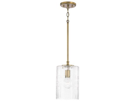 Capital Lighting Emerson 1-Light Aged Brass Glass Cylinder Mini Pendant
