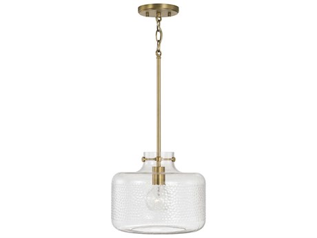 Capital Lighting Brighton 1-Light Aged Brass Glass Drum Mini Pendant