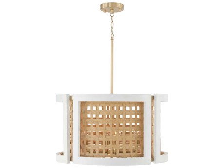 Capital Lighting Lola 4-Light Flat White And Matte Brass Drum Chandelier