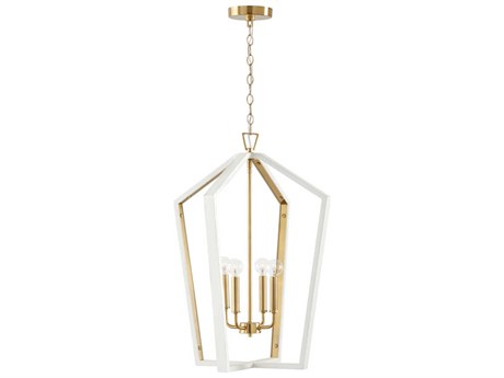 Capital Lighting Maren 4-Light Flat White And Matte Brass Candelabra Chandelier