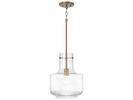 Capital Lighting Nyla 1-Light Aged Brass Glass Mini Pendant