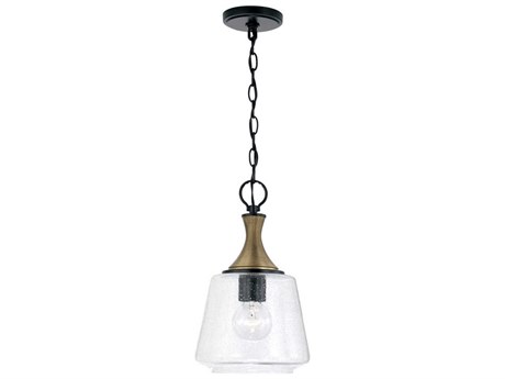 Capital Lighting Amara 1-Light Matte Black With Brass Glass Empire Mini Pendant