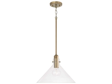 Capital Lighting Greer 1-Light Aged Brass Glass Pendant