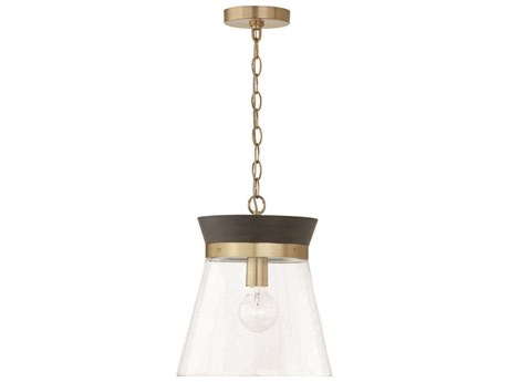 Capital Lighting Finn 1-Light Black Stain Matte Brass Glass Empire Mini Pendant