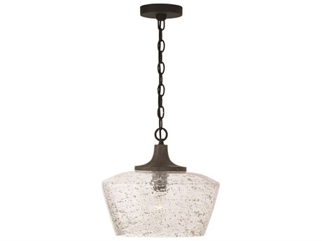 Capital Lighting Clive 1-Light Carbon Grey Black Iron Glass Dome Pendant