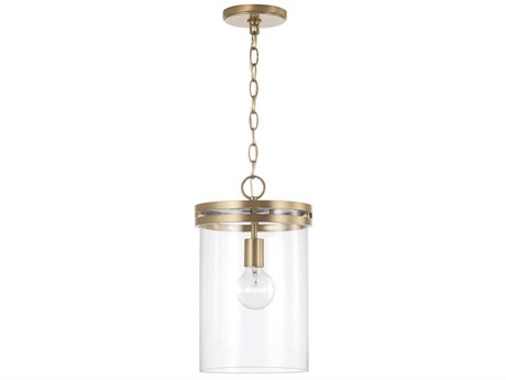 Capital Lighting Fuller 1-Light Aged Brass Glass Cylinder Mini Pendant