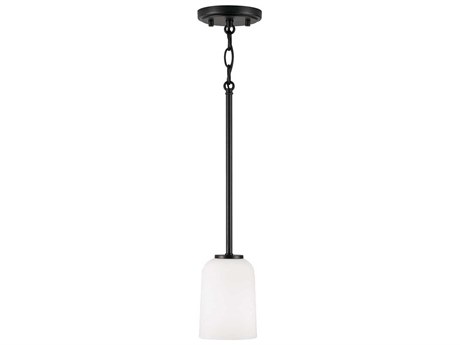 Capital Lighting Lawson 1-Light Matte Black Glass Bell Mini Pendant