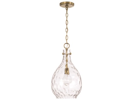 Capital Lighting Brentwood 1-Light Aged Brass Glass Mini Pendant