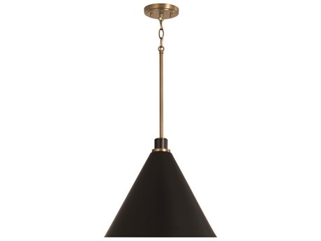 Capital Lighting Bradley 1-Light Aged Brass Black Pendant