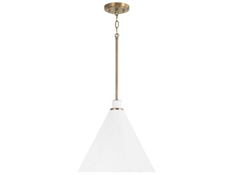 Capital Lighting Bradley 1-Light Aged Brass White Pendant