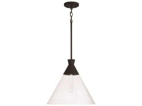 Capital Lighting Paloma 1-Light Textured Black Glass Pendant