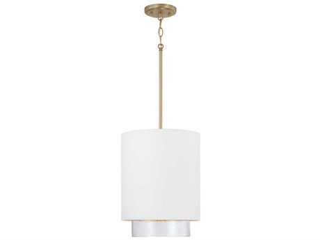 Capital Lighting Weller 1-Light Matte Brass White Cylinder Mini Pendant