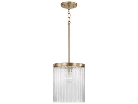 Capital Lighting Vaughn 1-Light Aged Brass Cylinder Mini Pendant