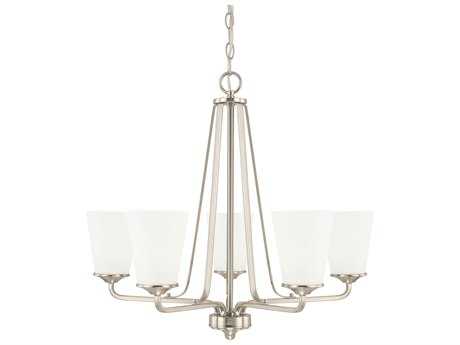 Capital Lighting Braylon 5-Light Brushed Nickel Glass Bell Chandelier