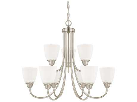 Capital Lighting Trenton 9-Light Brushed Nickel Glass Bell Chandelier
