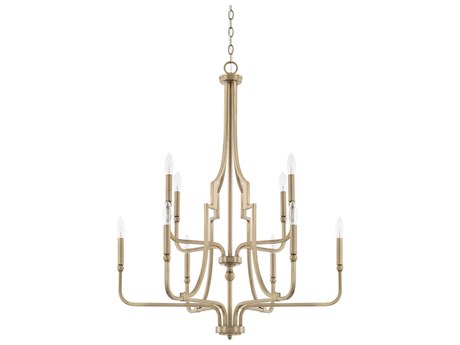 Capital Lighting Dawson 10-Light Aged Brass Candelabra Tiered Chandelier
