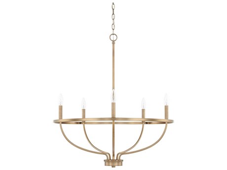 Capital Lighting Greyson 5-Light Aged Brass Candelabra Chandelier