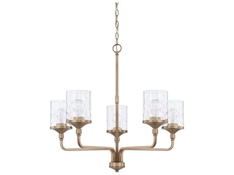 Capital Lighting Colton 5-Light Aged Brass Glass Cylinder Chandelier