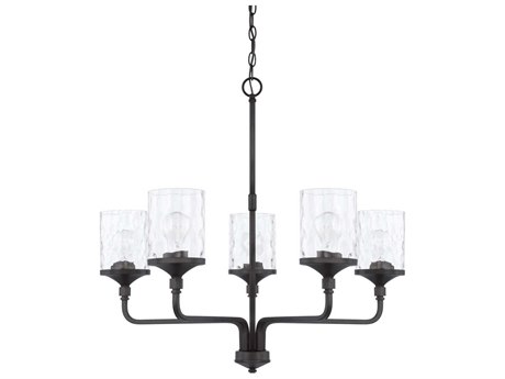 Capital Lighting Colton 5-Light Matte Black Glass Cylinder Chandelier